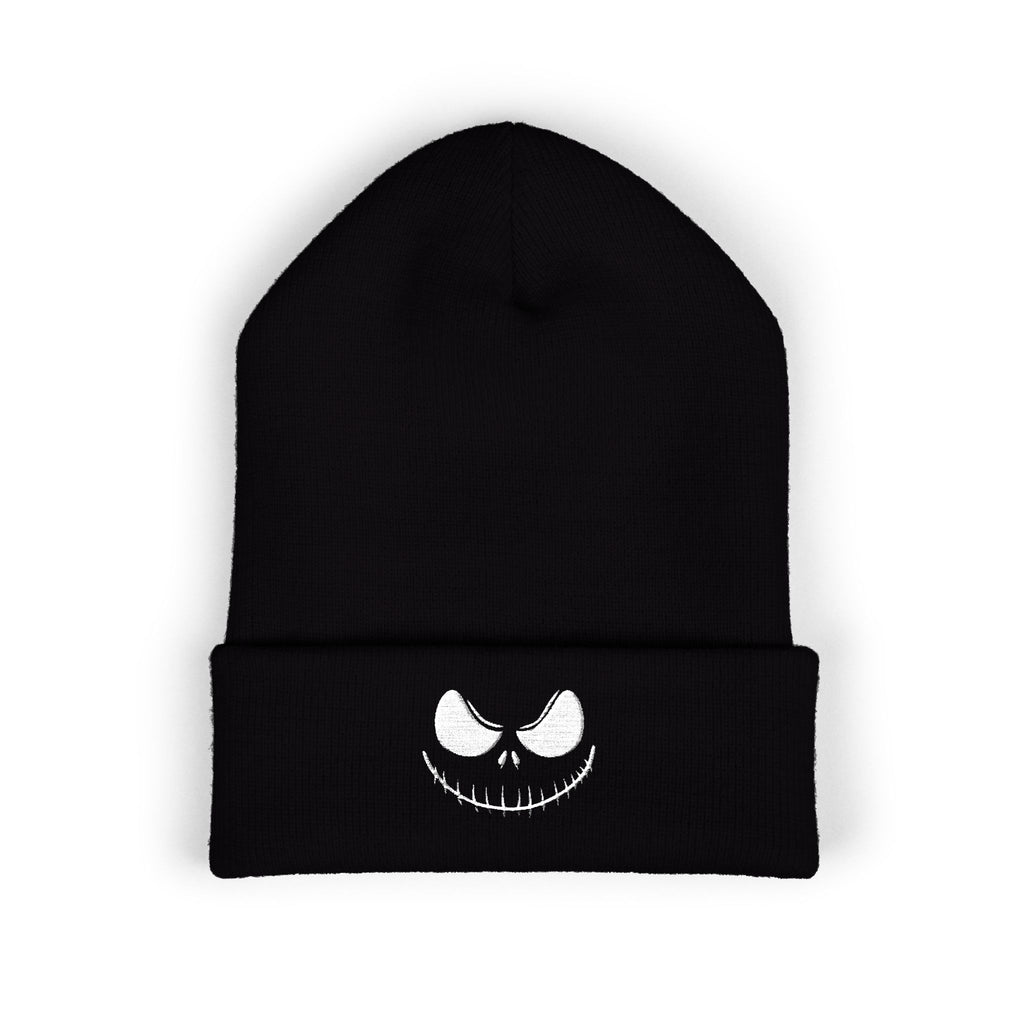 Zlegend Spooky Jack Skellington Cuffed Beanie | Unisex Winter Hat, Halloween Accessory, Cozy Gift, Halloween Decor, Embroidered Beanie
