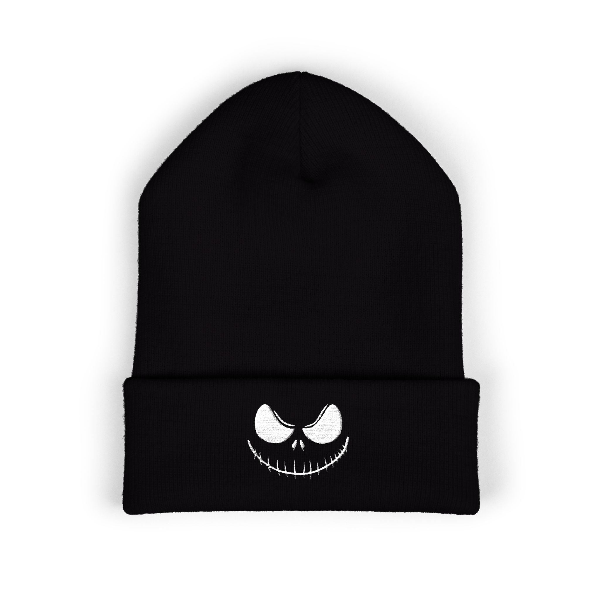 Zlegend Spooky Jack Skellington Cuffed Beanie | Unisex Winter Hat, Halloween Accessory, Cozy Gift, Halloween Decor, Embroidered Beanie
