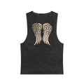 Daryl Mode Unisex Stonewash Graphic Tank Top - Edgy Skull & Wings Design, Summer Fashion, Music Festival Wear, Casual Street Style