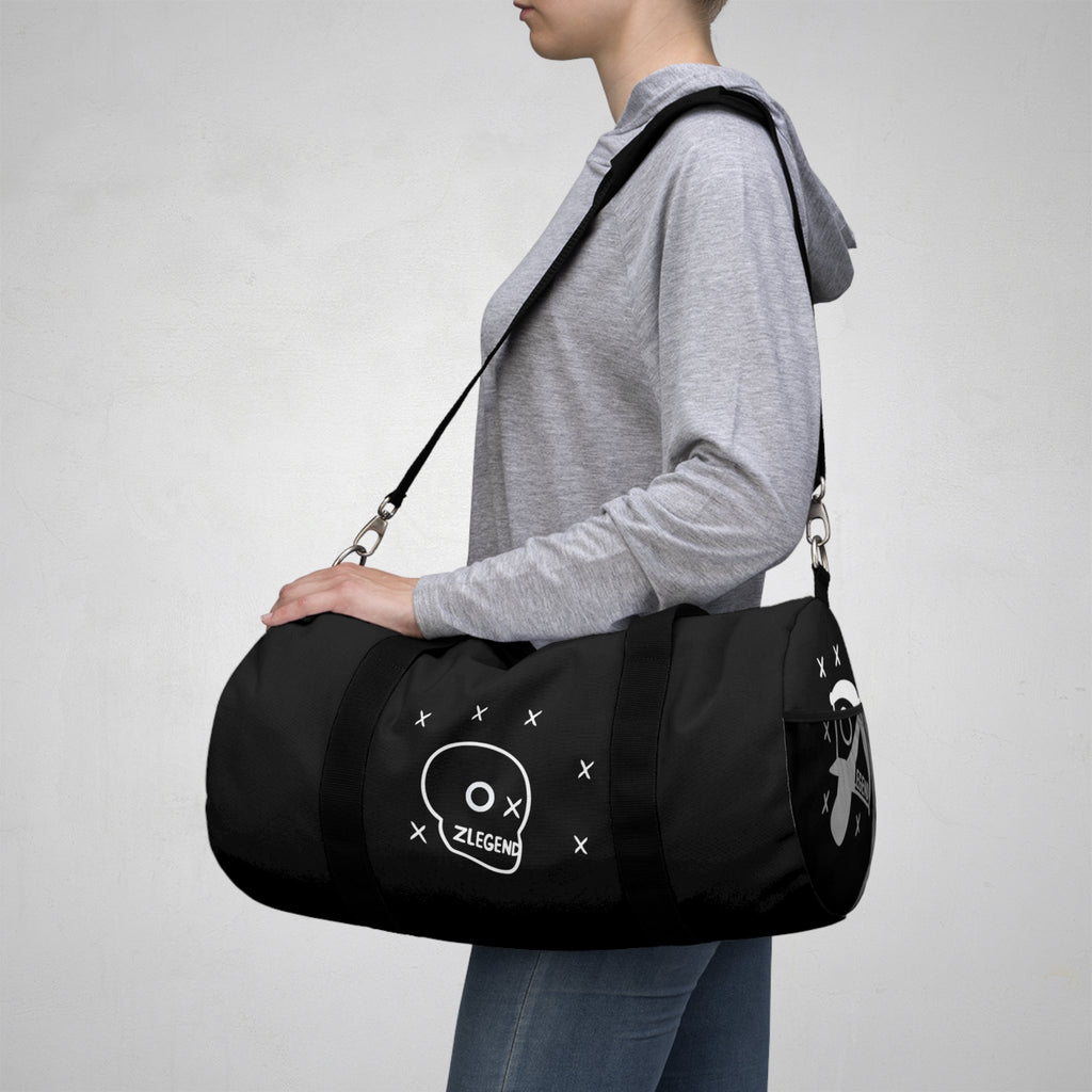Black 'Zlegend' Doodle Duffel Bag — Casual Travel & Gym Bag